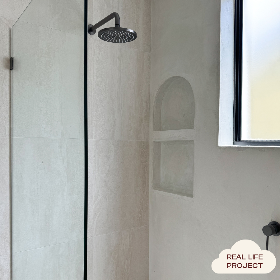 Wall Shower Arm And Head Gunmetal 255mm