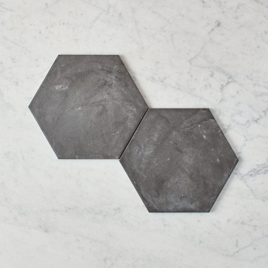 Fina Ceramics TILE Brighton Beach Black Encaustic Look Hexagon Tile