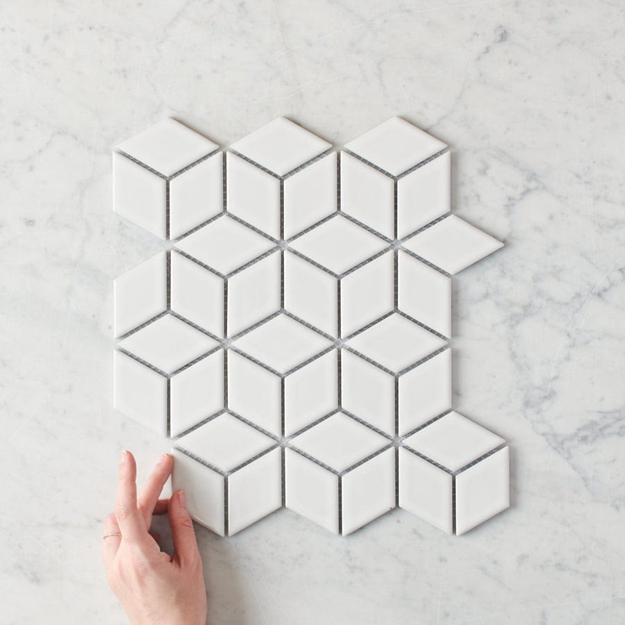 Pacific Greenwood TILE Oakley Cube White Gloss Mosaic Tile