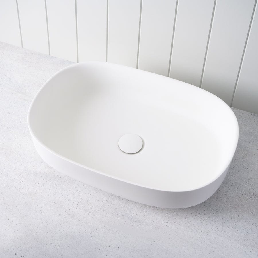 TileCloud BATHWARE Above Counter Oval Basin Matte White