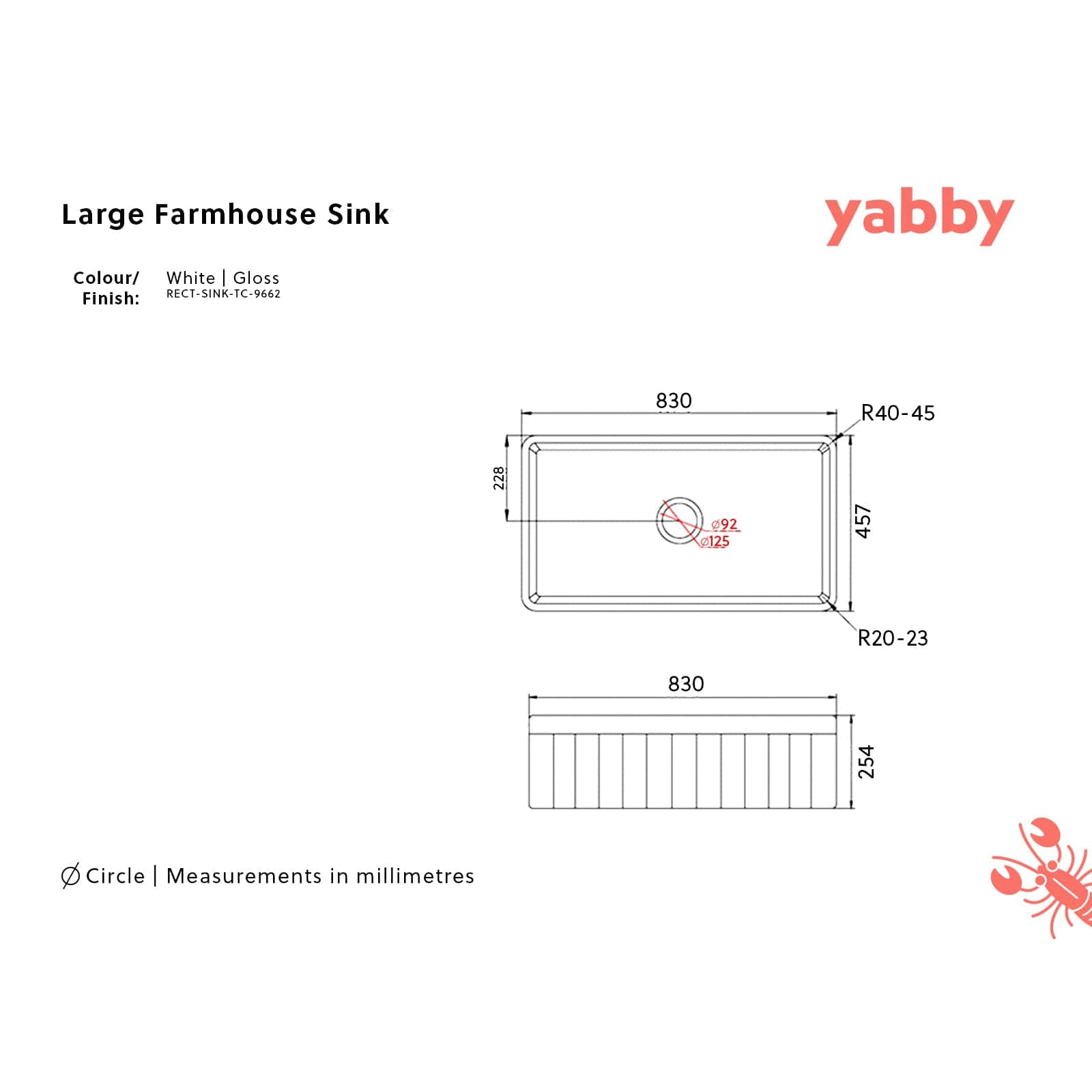 TileCloud BATHWARE Large Farmhouse Fireclay Sink