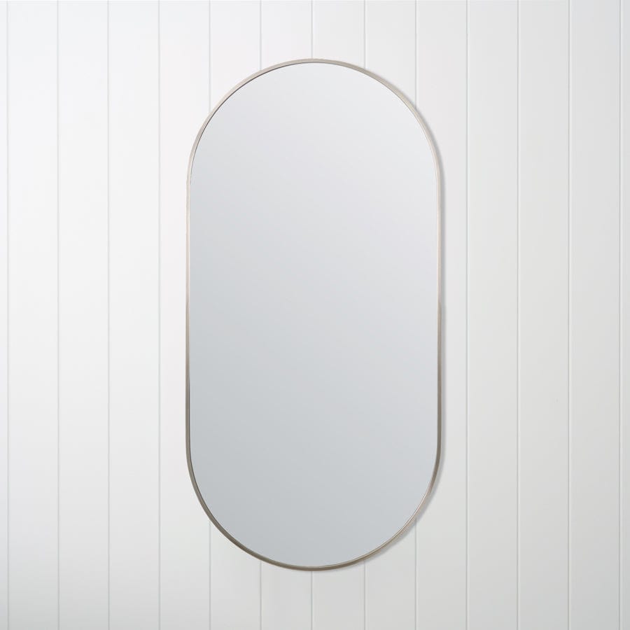 TileCloud BATHWARE Oval Mirror Warm Brushed Nickel