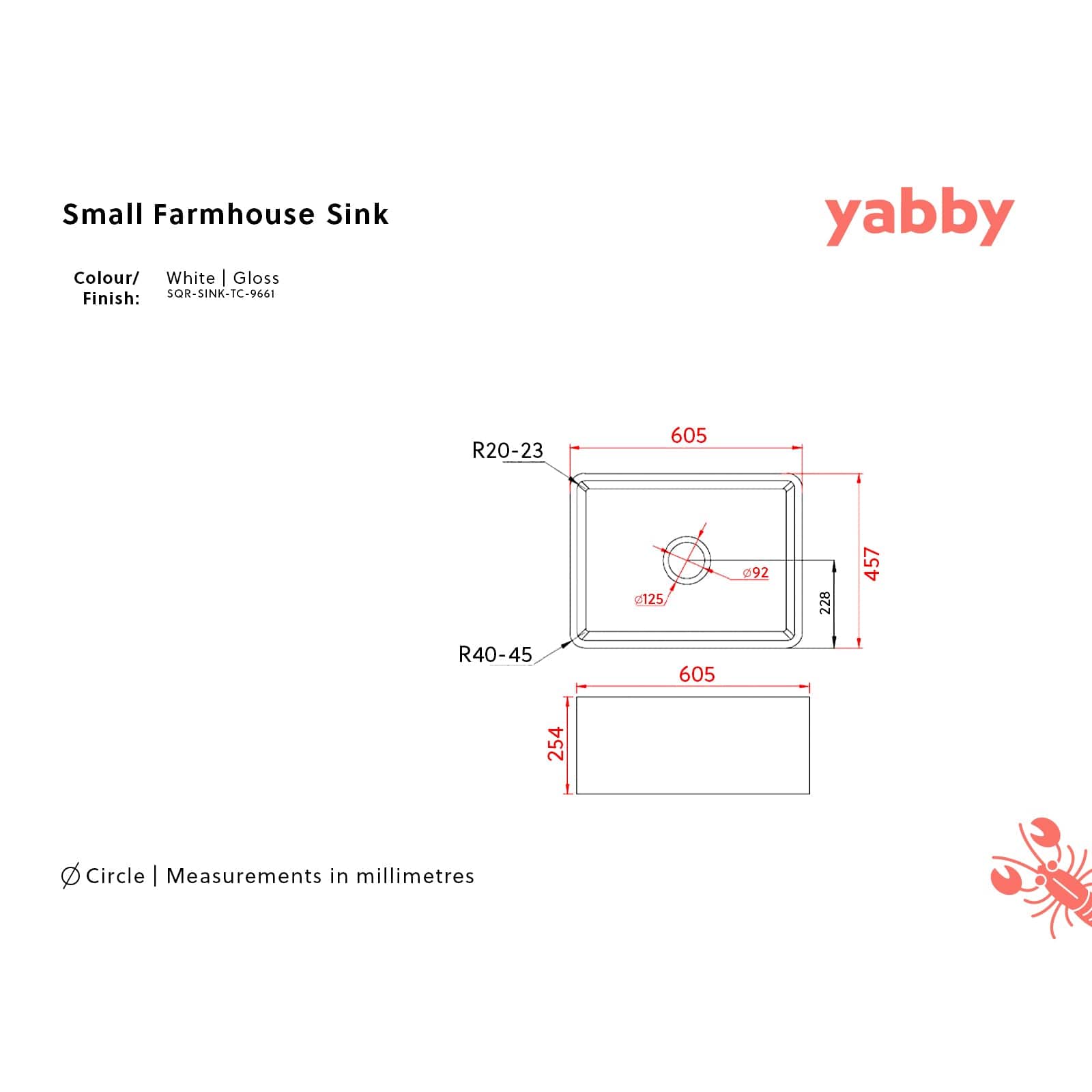 TileCloud BATHWARE Small Farmhouse Fireclay Sink