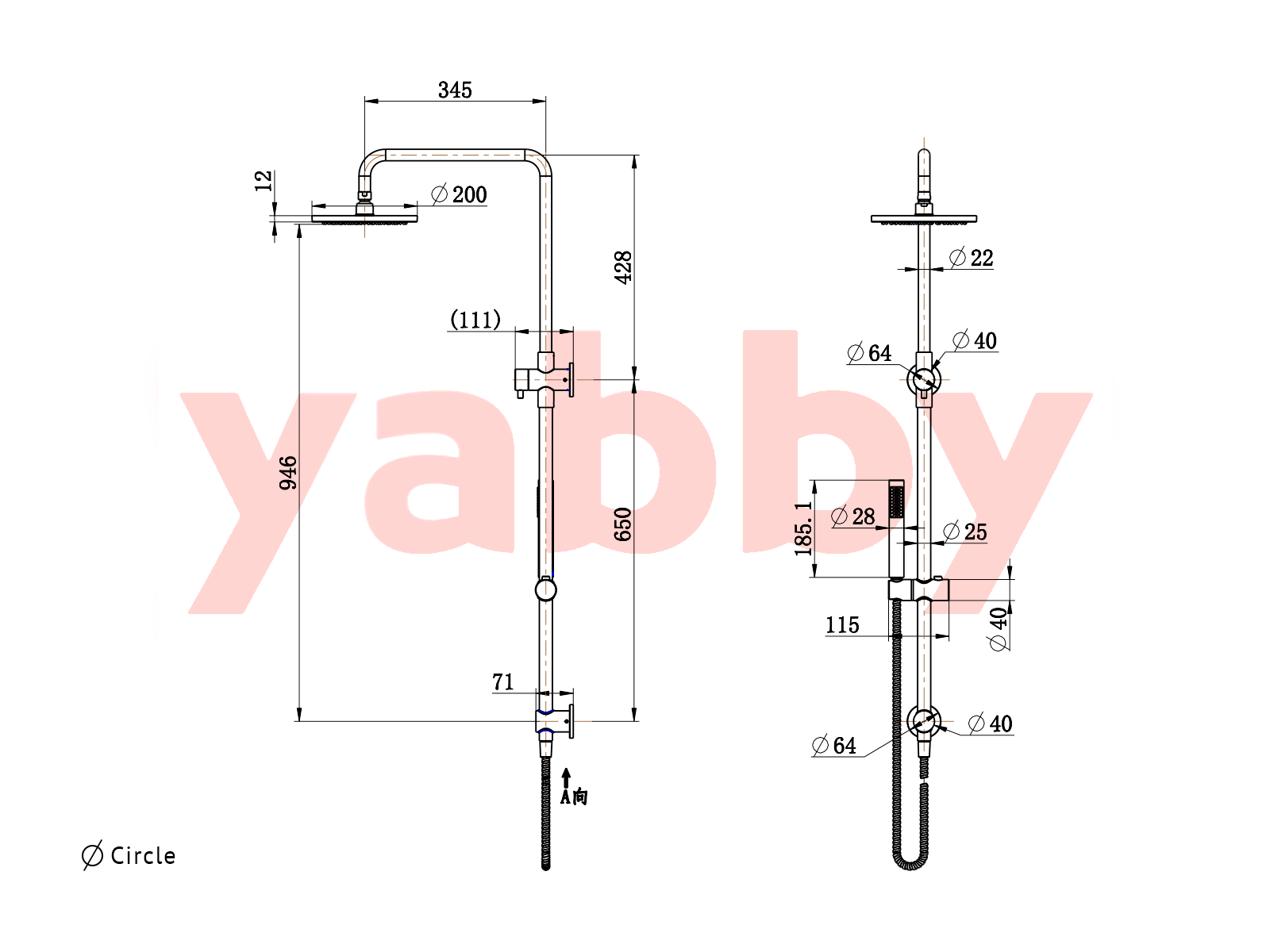 Yabby TAPWARE Combination Shower Brushed Brass