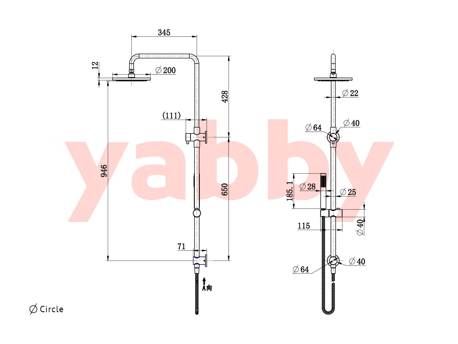 Yabby TAPWARE Combination Shower Gunmetal