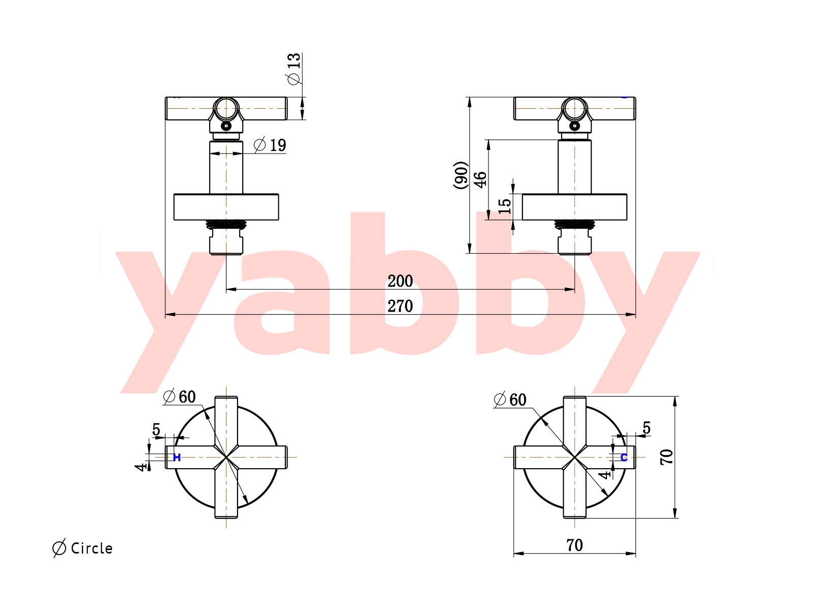 Yabby TAPWARE Cross Taps Brushed Brass