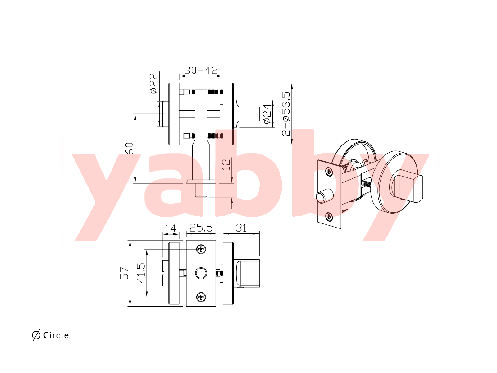 Yabby TAPWARE Door Lock Warm Brushed Nickel