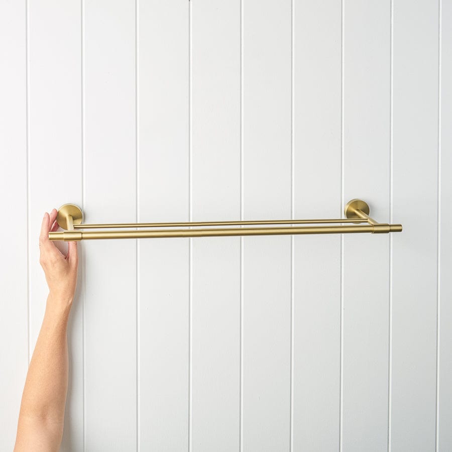 TileCloud TAPWARE Melbourne Double Towel Rail Brushed Brass 630mm