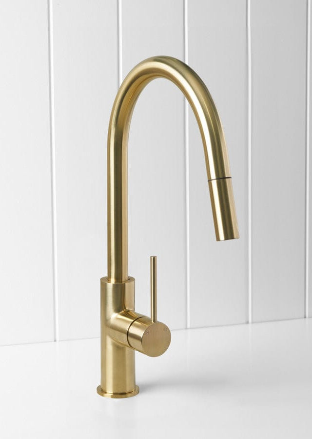 Yabby TAPWARE Pullout kitchen Mixer Brushed Brass