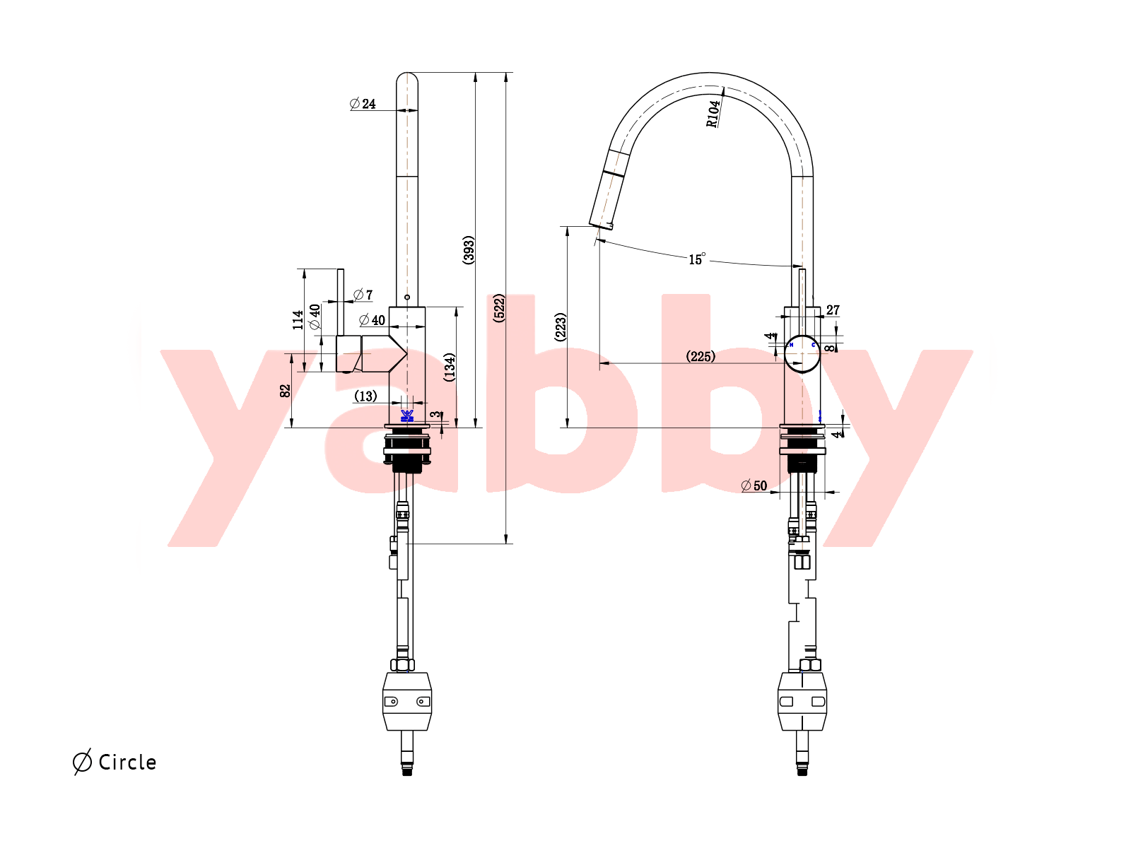 Yabby TAPWARE Pullout kitchen mixer Chrome