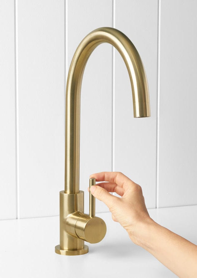 Yabby TAPWARE Round Kitchen Mixer Brushed Brass