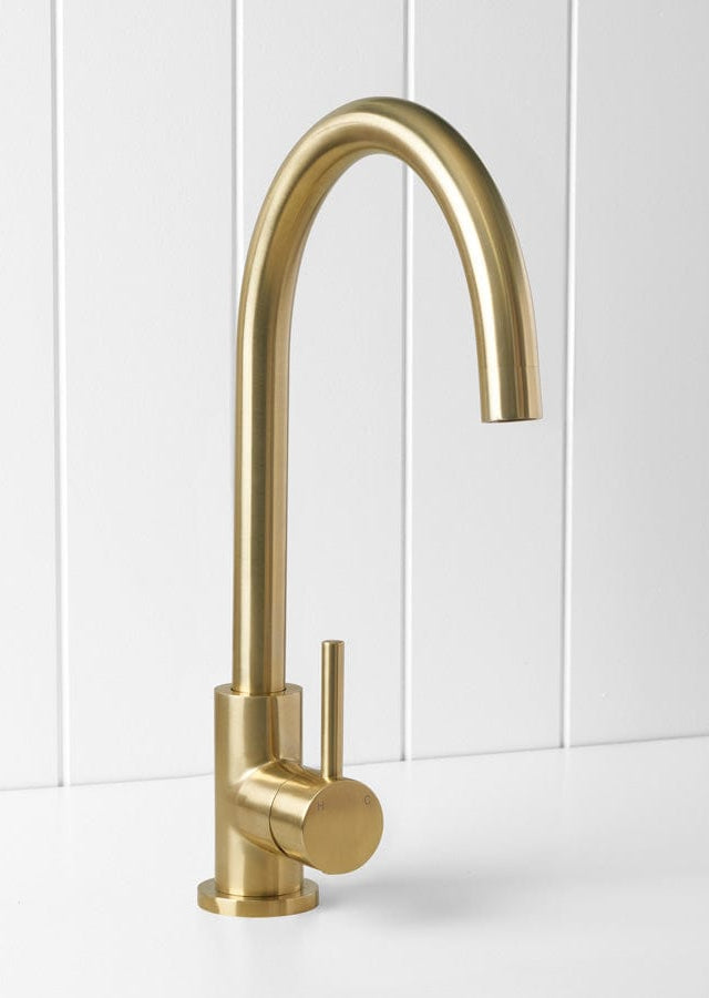 Yabby TAPWARE Round Kitchen Mixer Brushed Brass