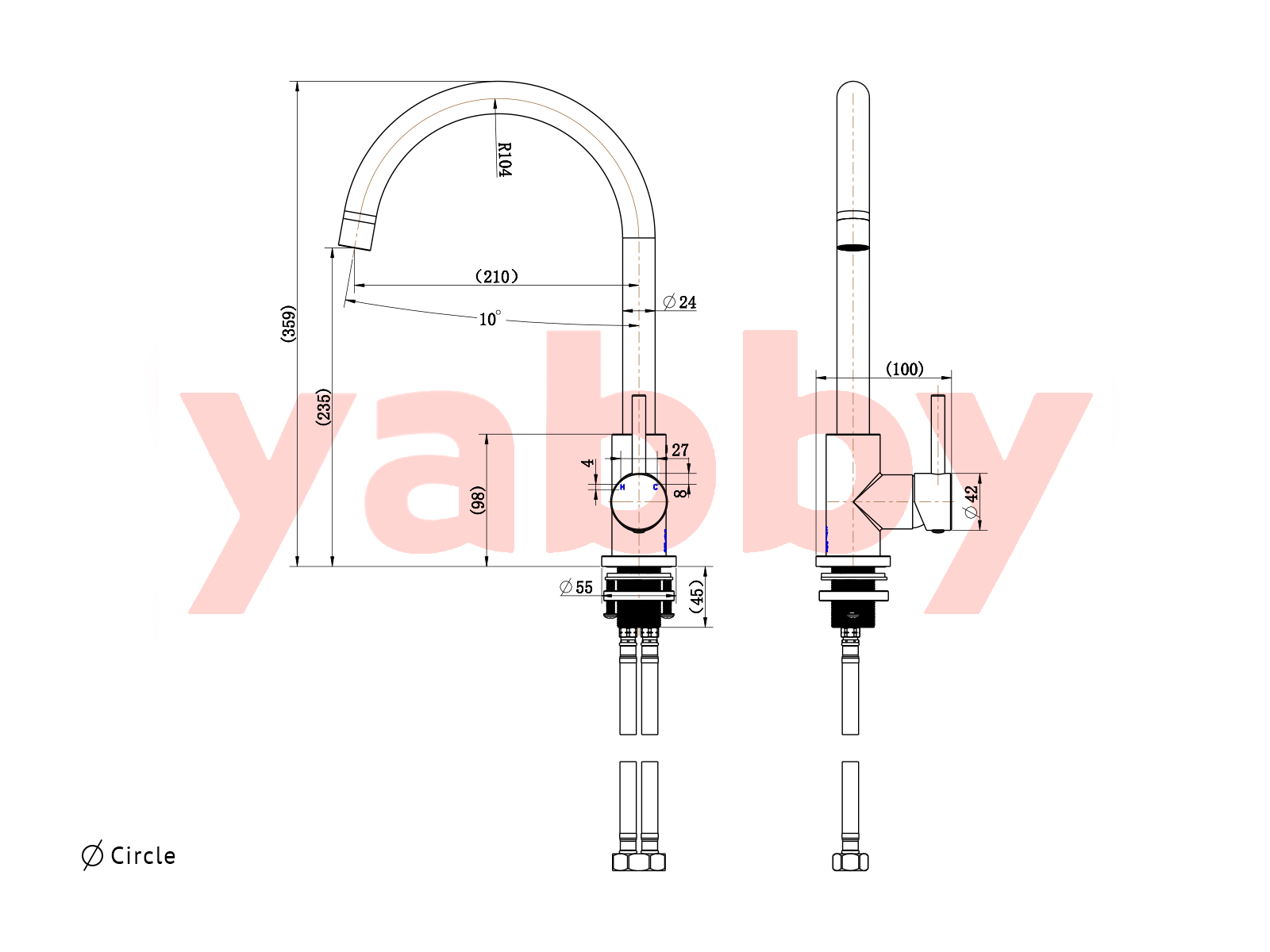 Yabby TAPWARE Round Kitchen Mixer Matte Black