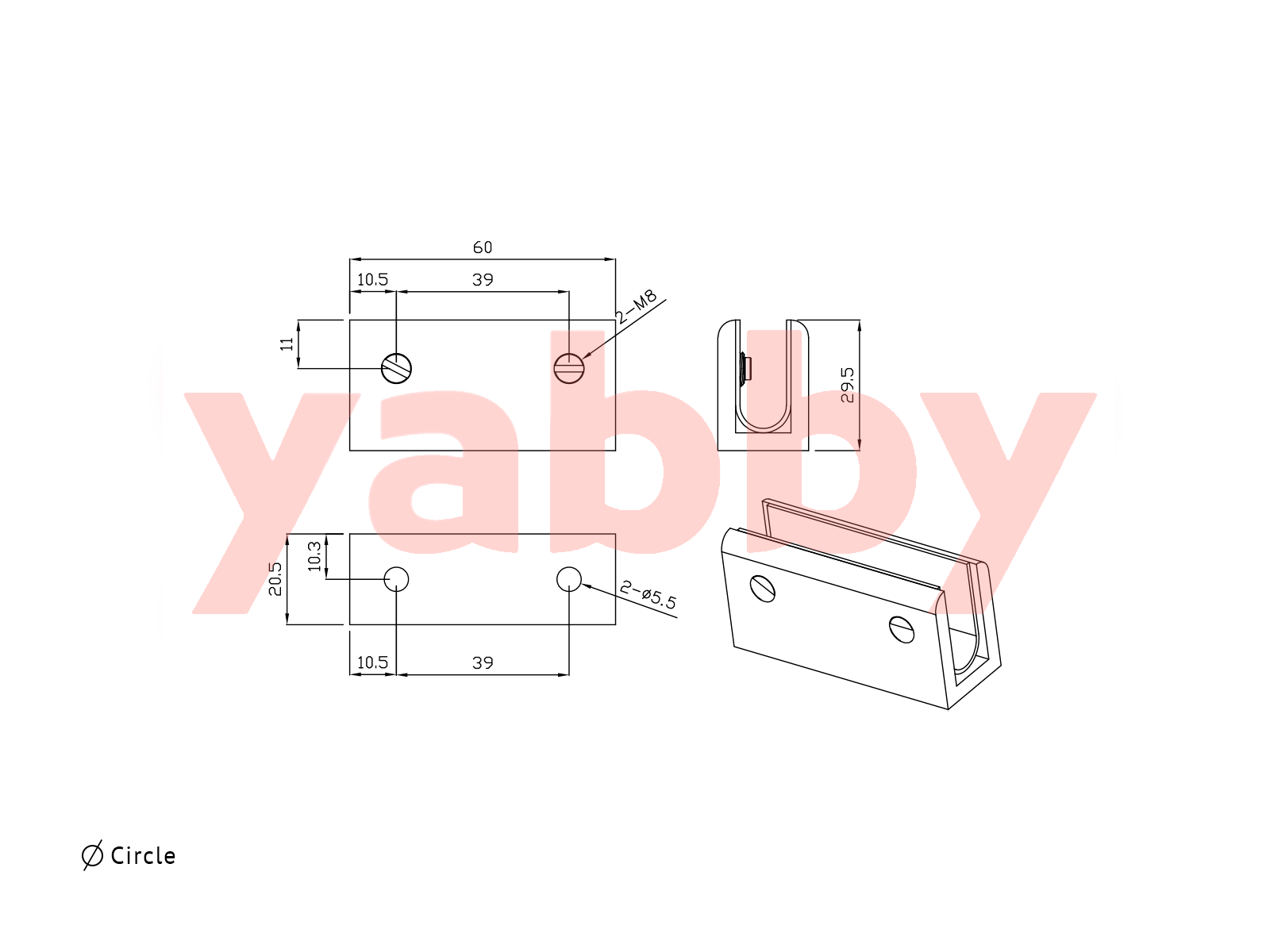 Yabby TAPWARE Shower Glass Clamp Brushed Brass