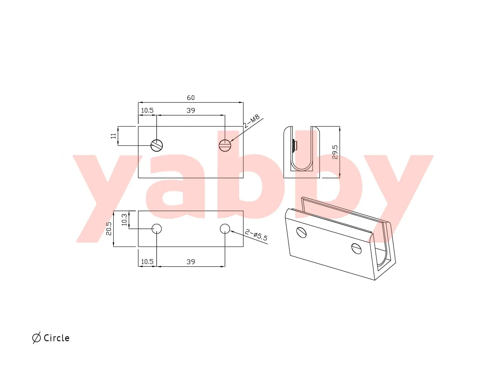 Yabby TAPWARE Shower Glass Clamp Gunmetal