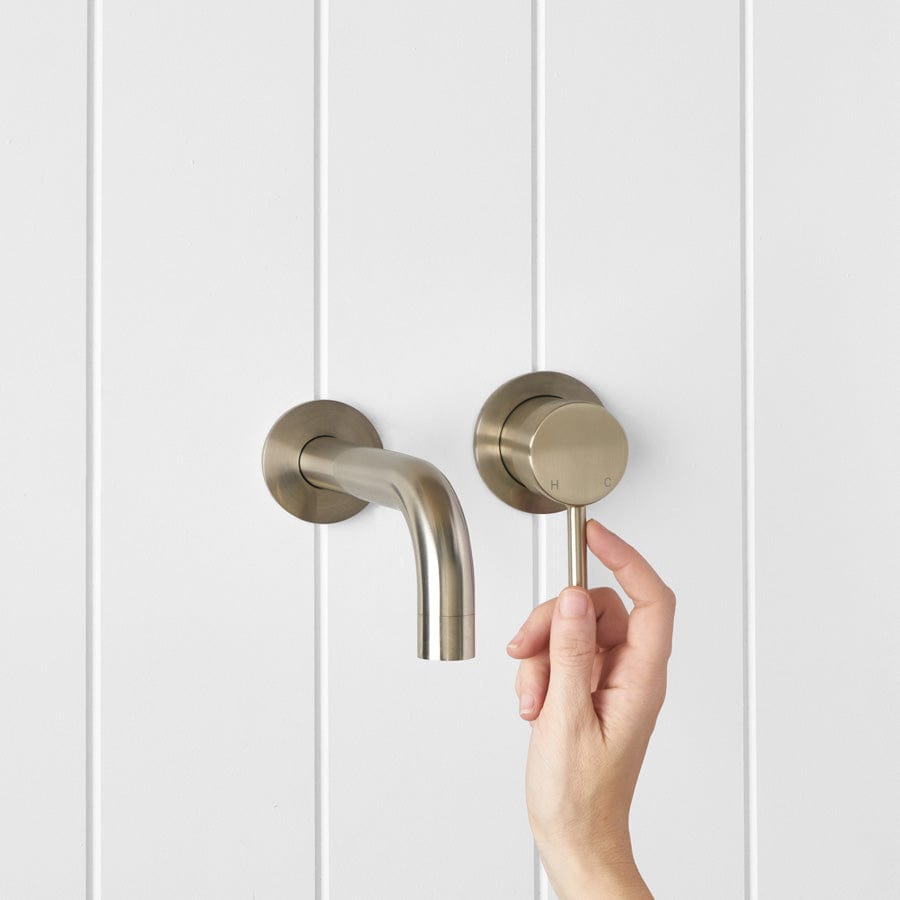 Yabby TAPWARE Sydney Wall Spout + Mixer Warm Brushed Nickel