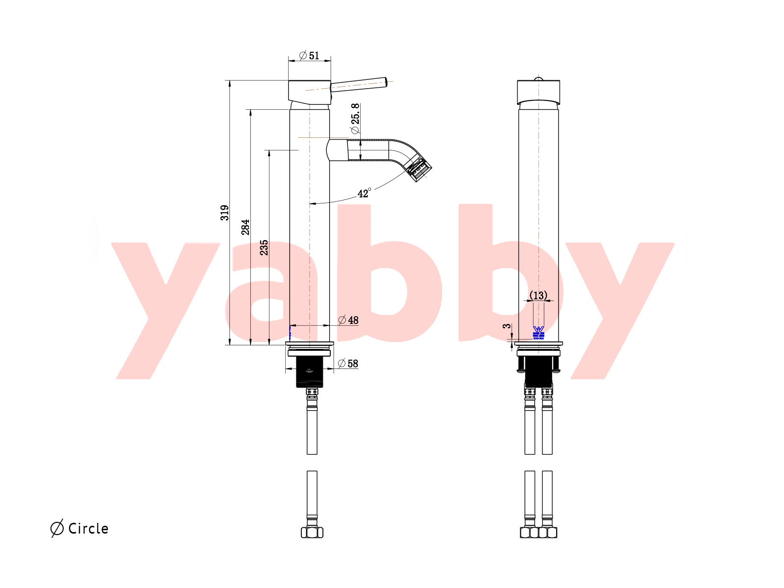 Yabby TAPWARE Tall Basin Mixer Brushed Brass