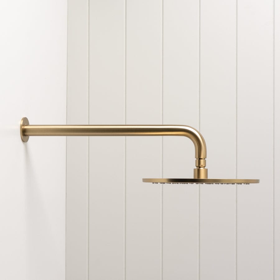 TileCloud TAPWARE Wall Shower Arm and Head Brushed Brass 255mm