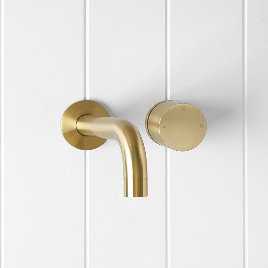 Yabby TAPWARE Wall Spout + Progressive Wall Mixer Brushed Brass