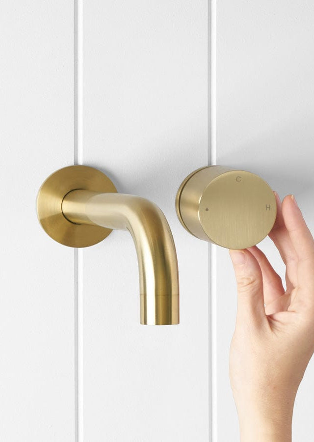 Yabby TAPWARE Wall Spout + Progressive Wall Mixer Brushed Brass