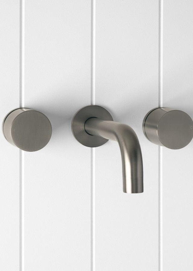 Yabby TAPWARE Wall Spout + Round Wall Taps Gunmetal