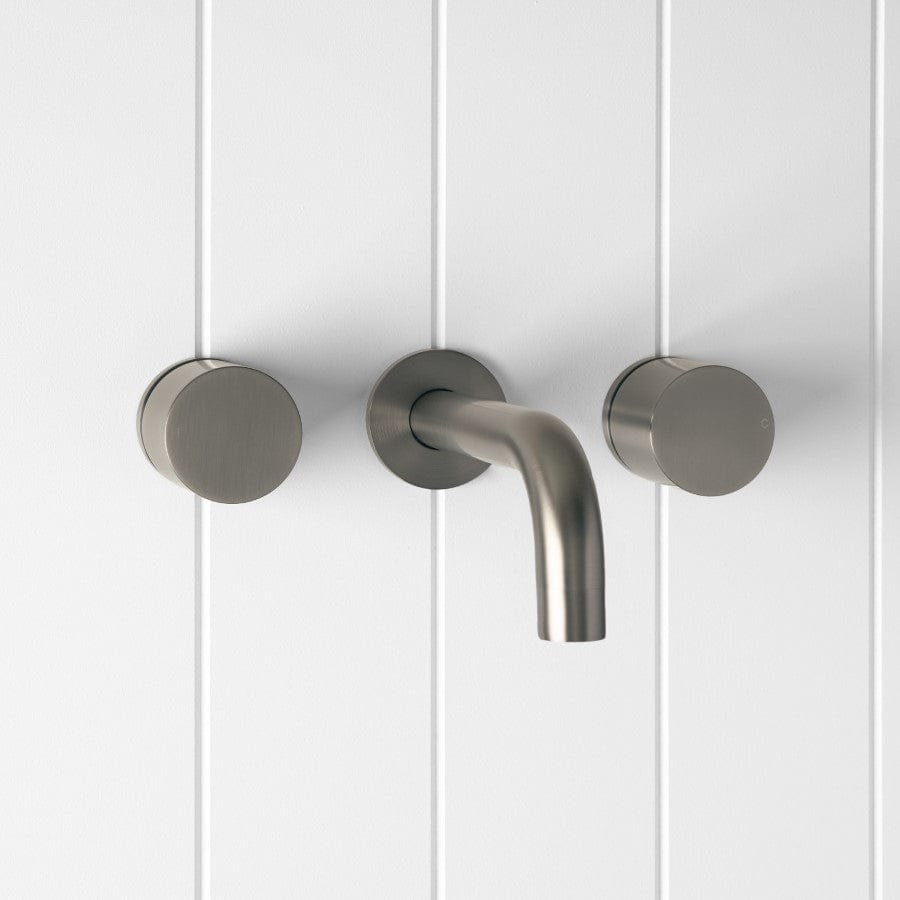 Yabby TAPWARE Wall Spout + Round Wall Taps Gunmetal