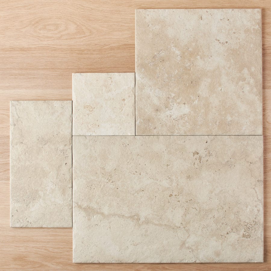 Fina Ceramics TILE Annangrove French Pattern Ivory External Travertine Look Tile