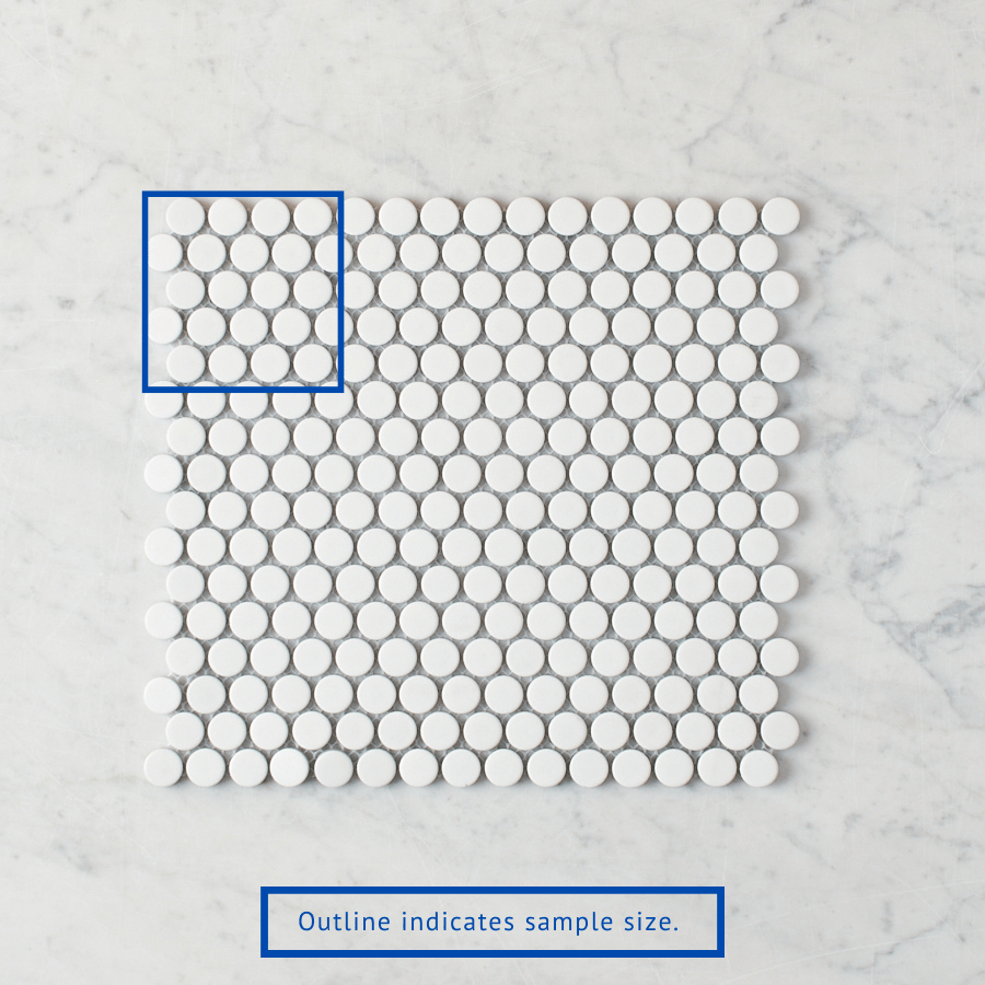 Pacific Greenwood TILE Broadwater White Matte Penny Round Mosaic Tile