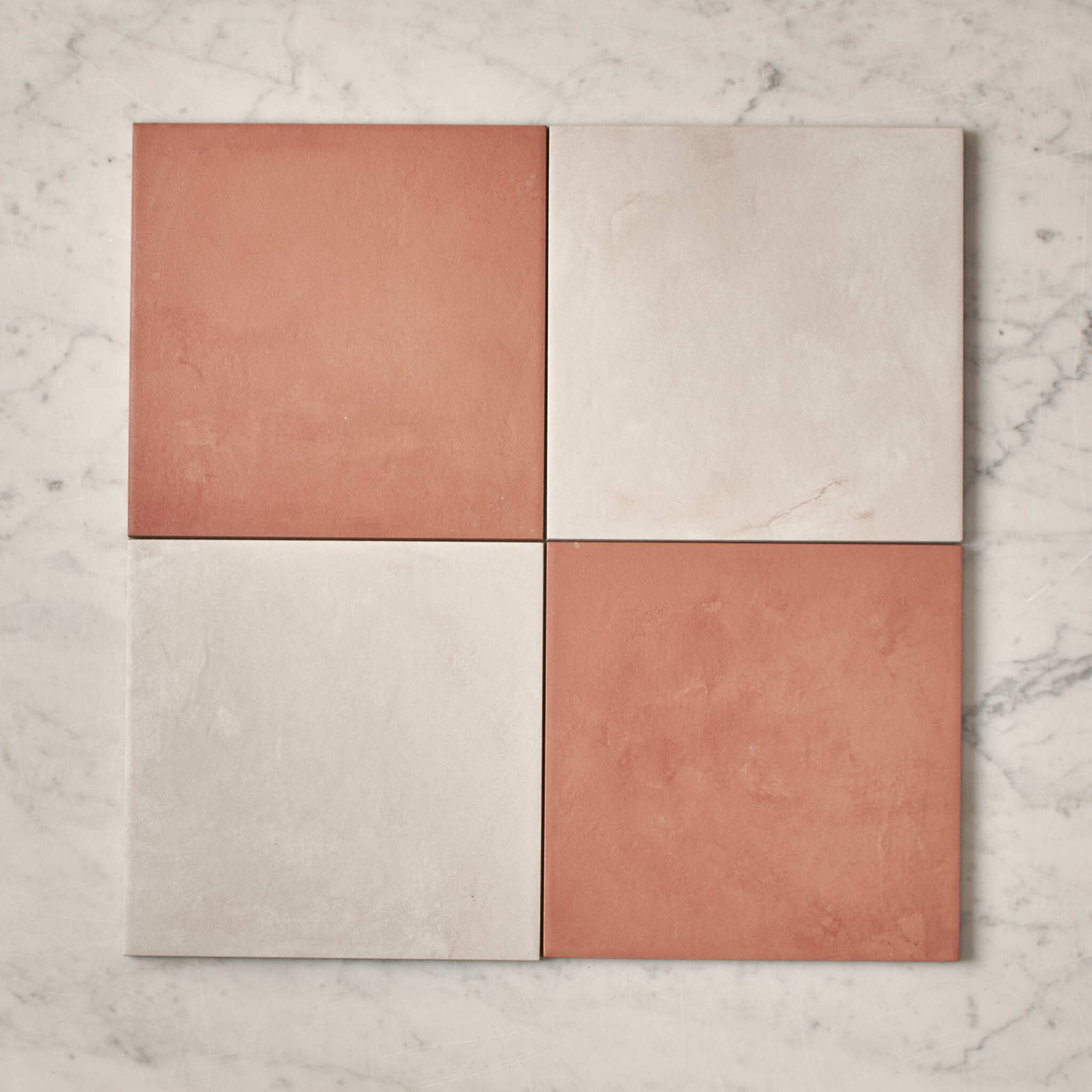 Fina Ceramics TILE Bronte Checkerboard Terracotta & White Tile