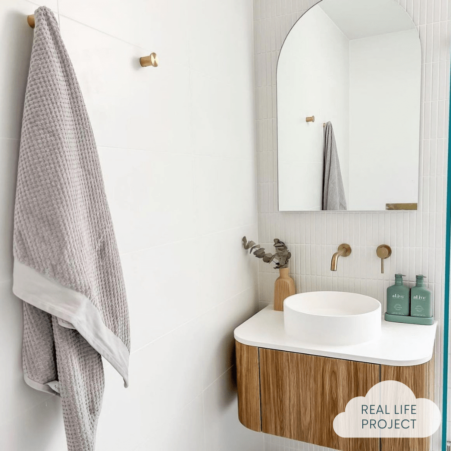 matte white tiles used on bathroom wall