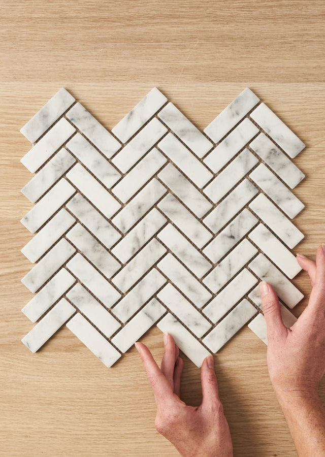 TileCloud TILE Coledale Matte Carrara Look Herringbone Tile