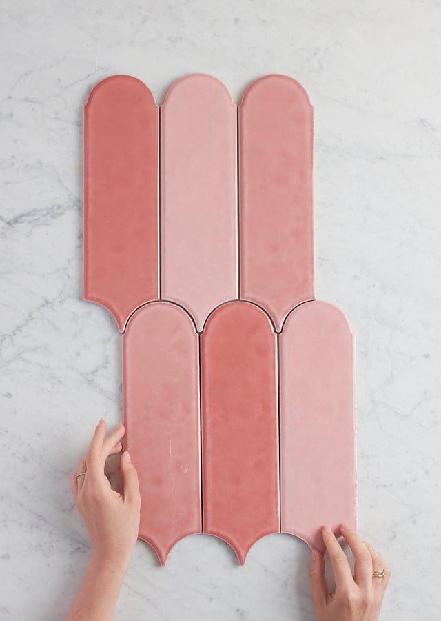 TileCloud TILE Fitzroy Gloss Mixed Pink Feather Tile