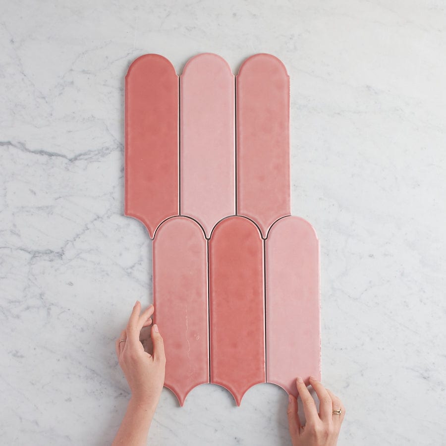 TileCloud TILE Fitzroy Gloss Mixed Pink Feather Tile