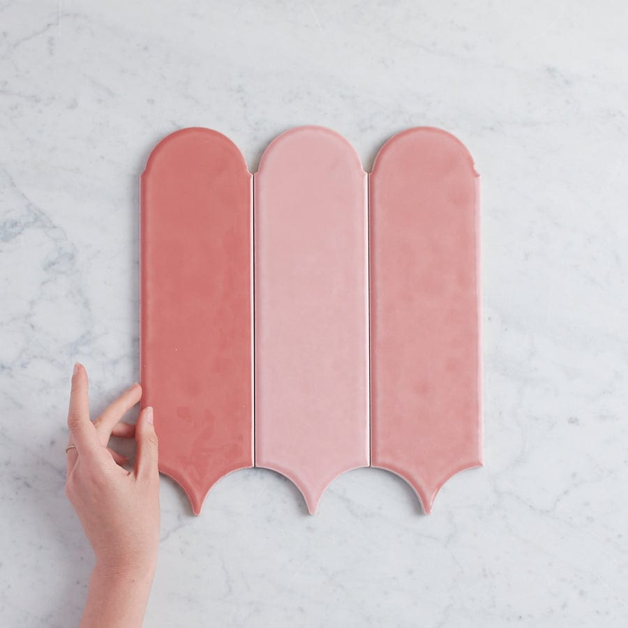 TileCloud TILE Fitzroy Gloss Mixed Pink Feather Tile