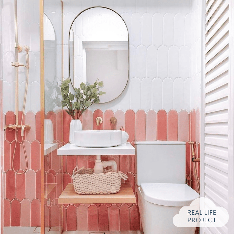 TileCloud TILE Fitzroy Gloss Mixed Pink Feather Tile