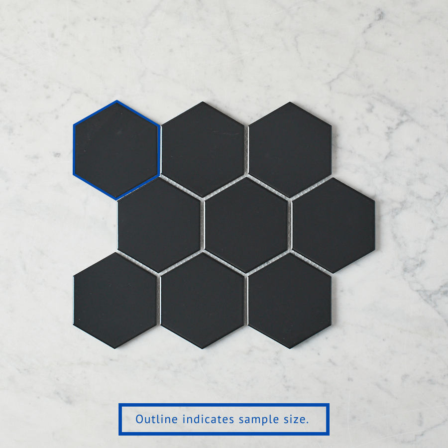 Pacific Greenwood TILE Meadow Springs Matte Black Hexagon Mosaic Tile