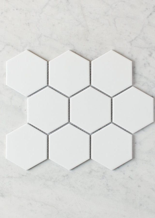 Pacific Greenwood TILE Meadow Springs Matte White Hexagon Mosaic Tile