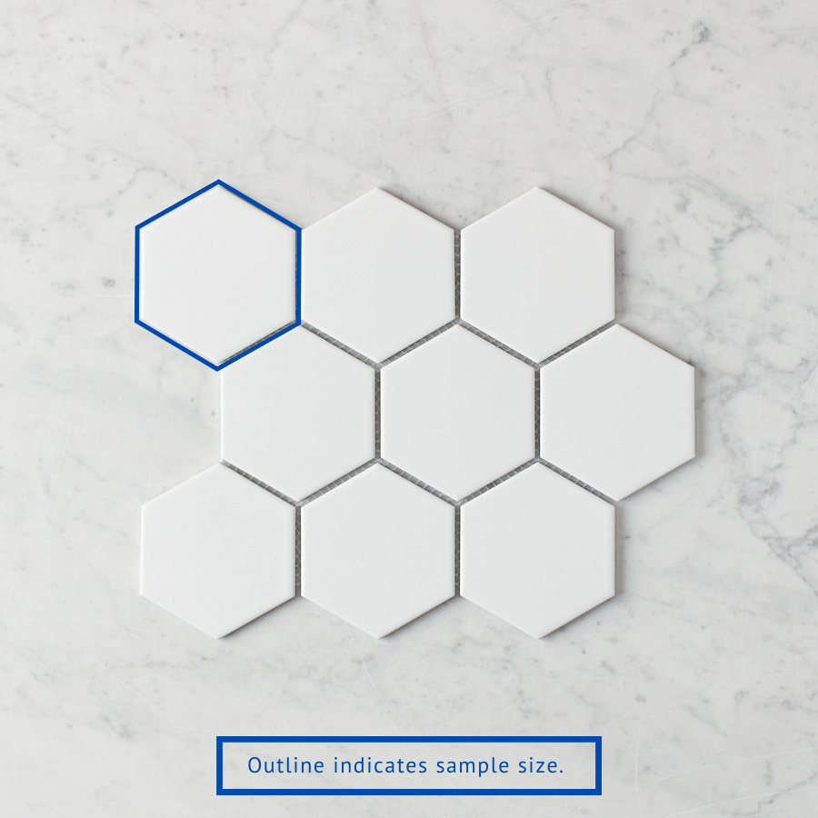 Pacific Greenwood TILE Meadow Springs Matte White Hexagon Mosaic Tile