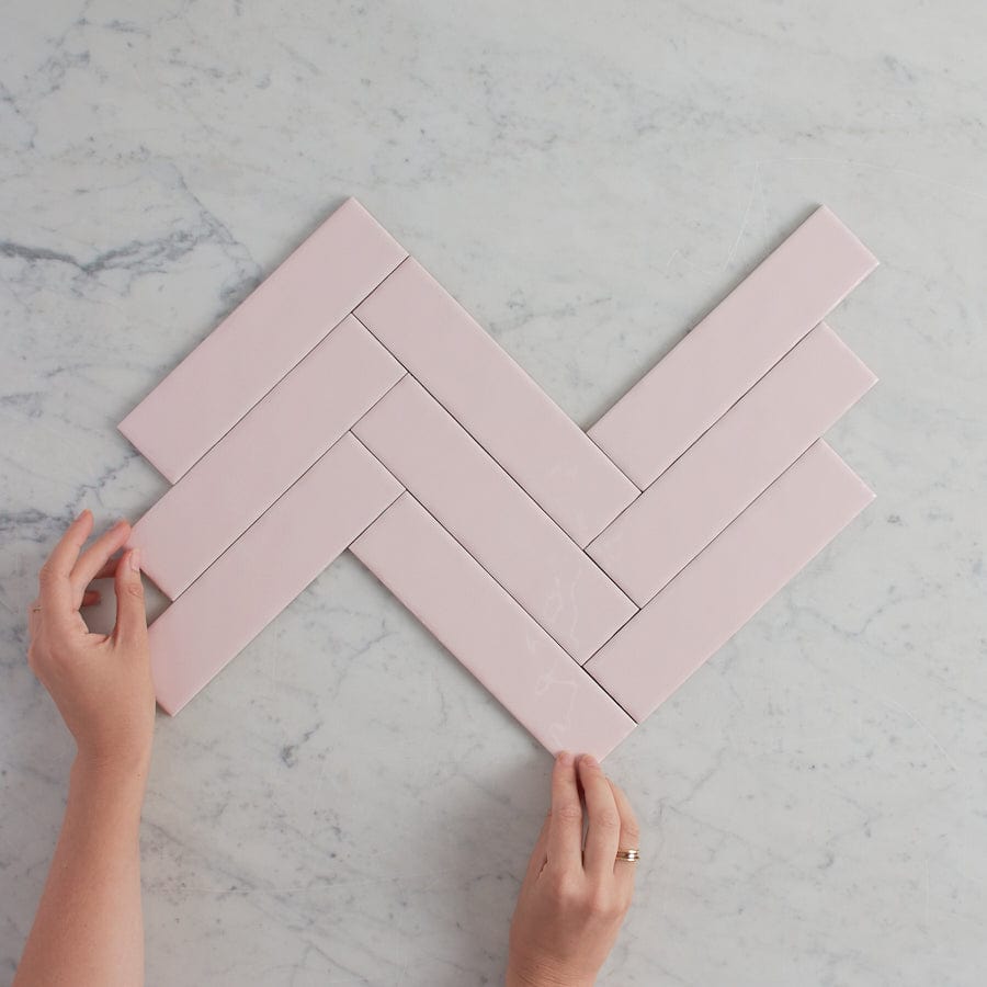 TileCloud TILE Newport Gloss Mini Subway Baby Pink Tile