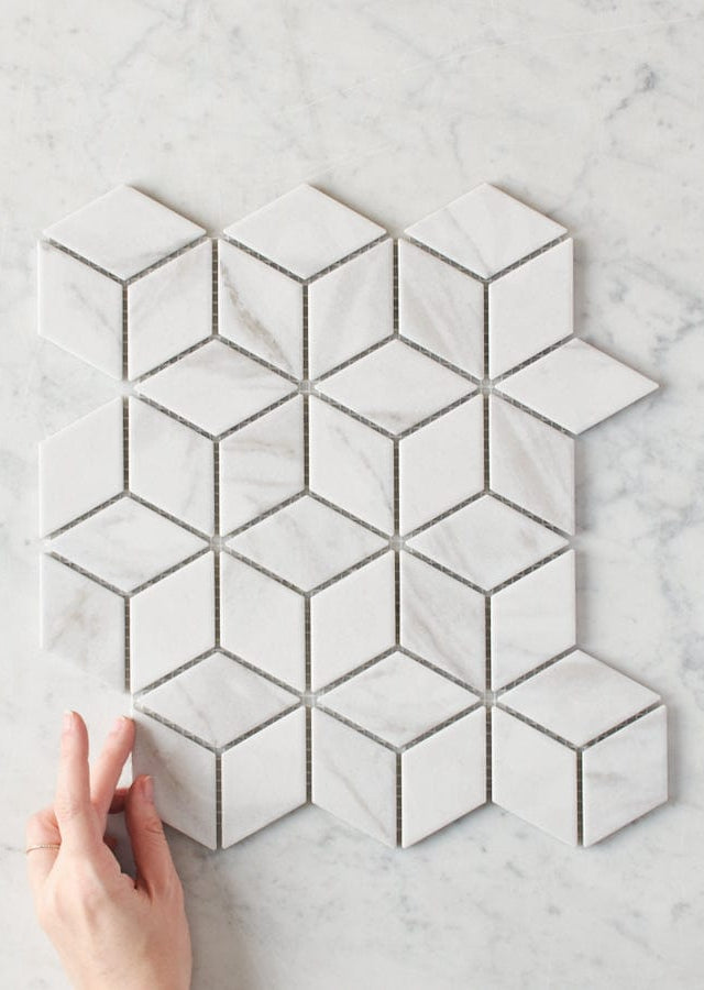 Pacific Greenwood TILE Oakley Cube Carrara Matte Mosaic Tile