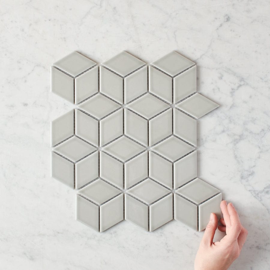 Pacific Greenwood TILE Oakley Cube Grey Gloss Mosaic Tile