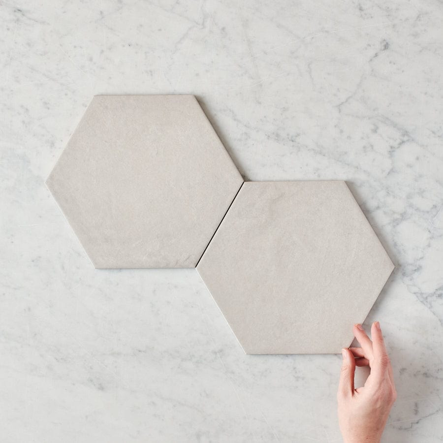 Fina Ceramics TILE Ocean Beach White Encaustic Look Hexagon Tile