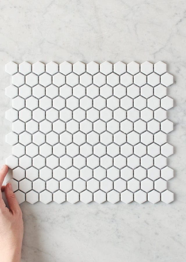 Pacific Greenwood TILE Peppermint Grove Small White Matte Hexagon Mosaic