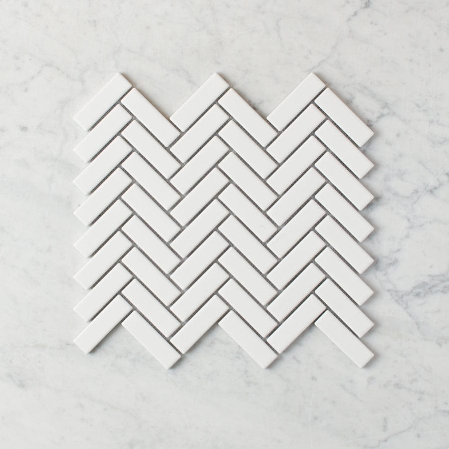 TileCloud TILE Wellington Matte White Herringbone Tile