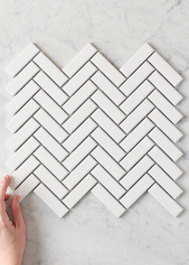 TileCloud TILE Wellington Matte White Herringbone Tile