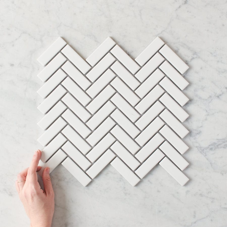 TileCloud TILE Wellington Matte White Herringbone Tile